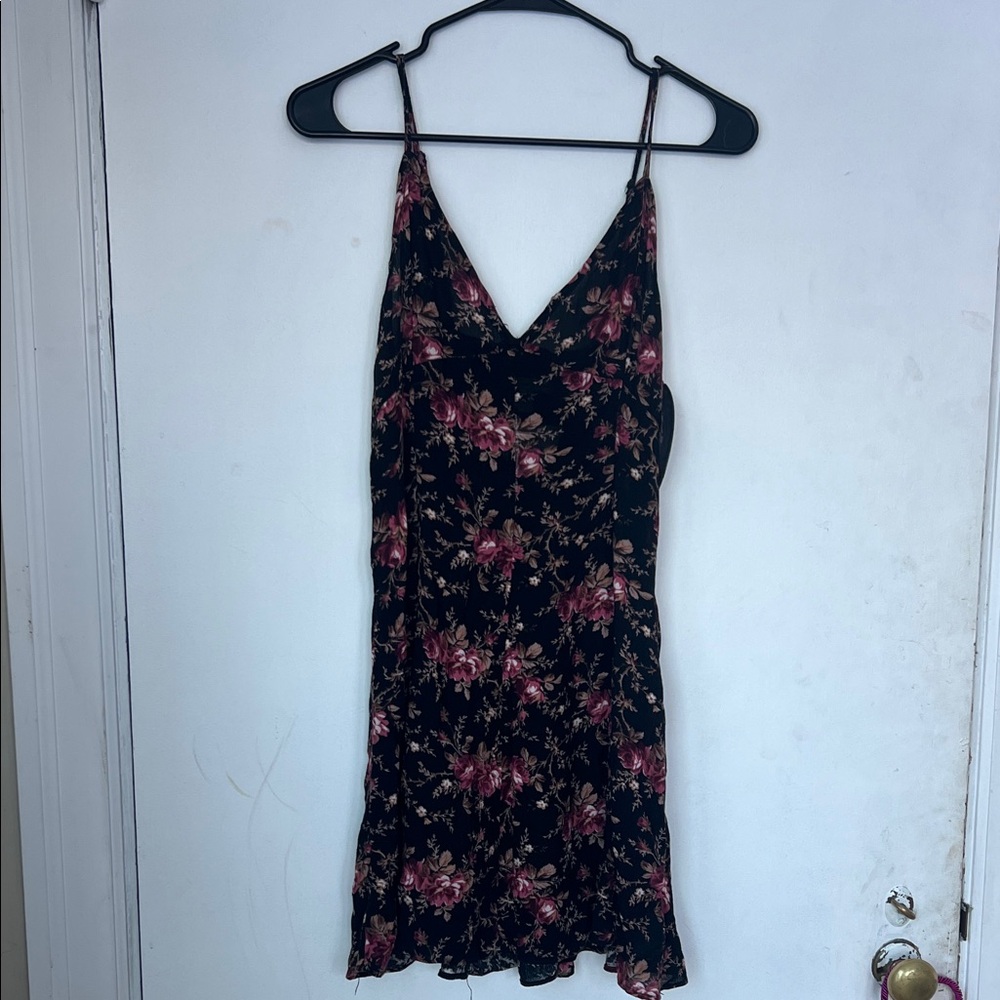 American Eagle Outfitters Black and Pink Floral Mini Dress